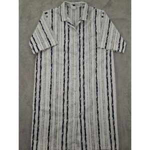 Vintage Blair Shirt Dress Sz 16.5 White/Blue Stripe Knee Length cuffed sleeve‎